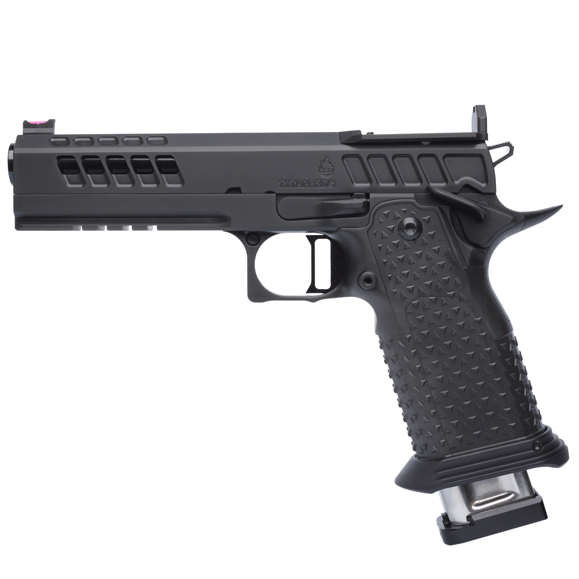 ATLAS GUNWORKS TITAN V3 RDS DLC BLACK (9MM) WITH MED FLAT BLACK TRIGGER HIGH GRIP AMBI SAFETY OPTICS READY