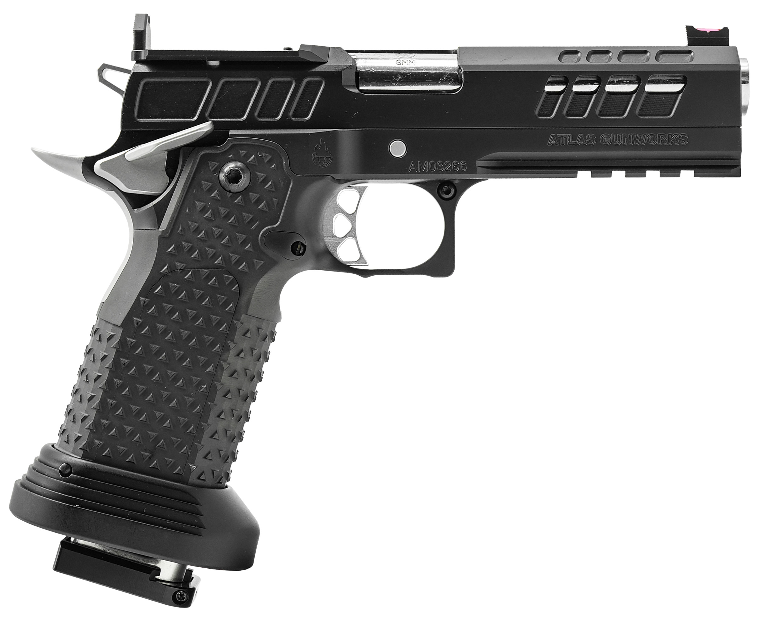 Atlas Gunworks Athena v3 Perfect Zero, 9mm, 4.6" Barrel, 2- 140mm Magazines, Two-Tone, Large Hands Magwell, RMR/SRO Ready, Pistol
