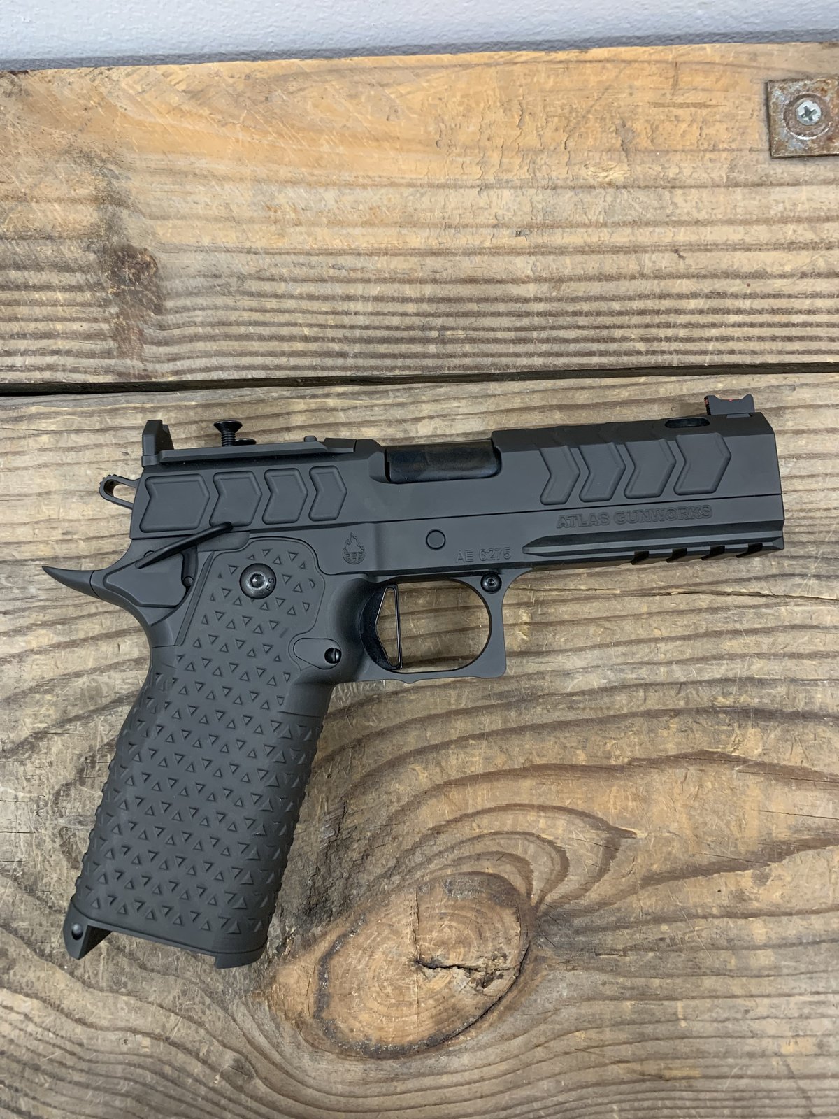 The Atlas Gunworks, EOS V2 Premium, Semi Auto, 9mm, Compact 2011 Handgun, Built For High Performance, Featuring a Ported 4.25" Bull Barrel, 2 Pound Trigger, "Perfect Zero", Like New