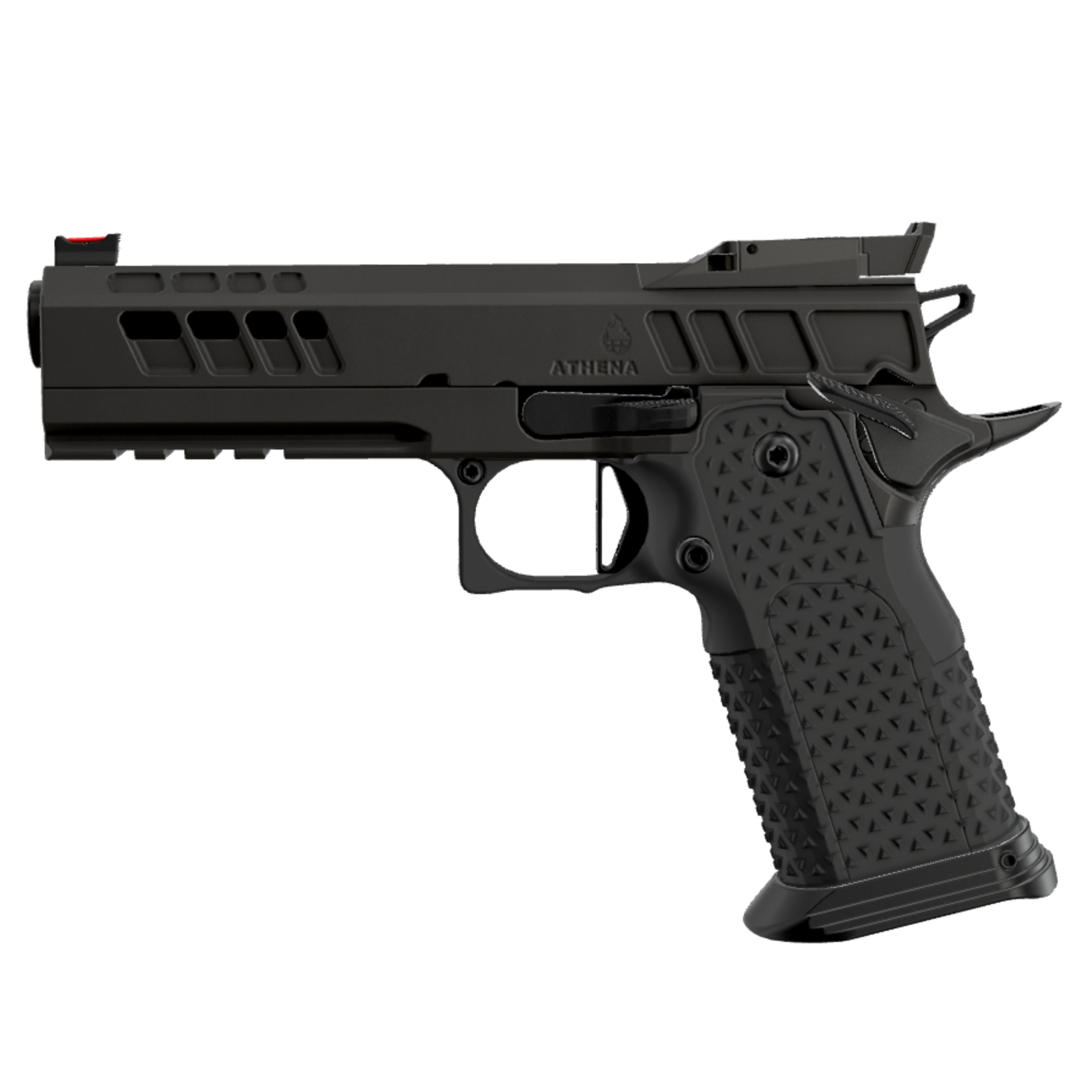 ATLAS GUNWORKS ATHENA V3 DLC BLACK (9MM) WITH MED FLAT BLACK TRIGGER HIGH GRIP AMBI SAFETY OPTICS READY