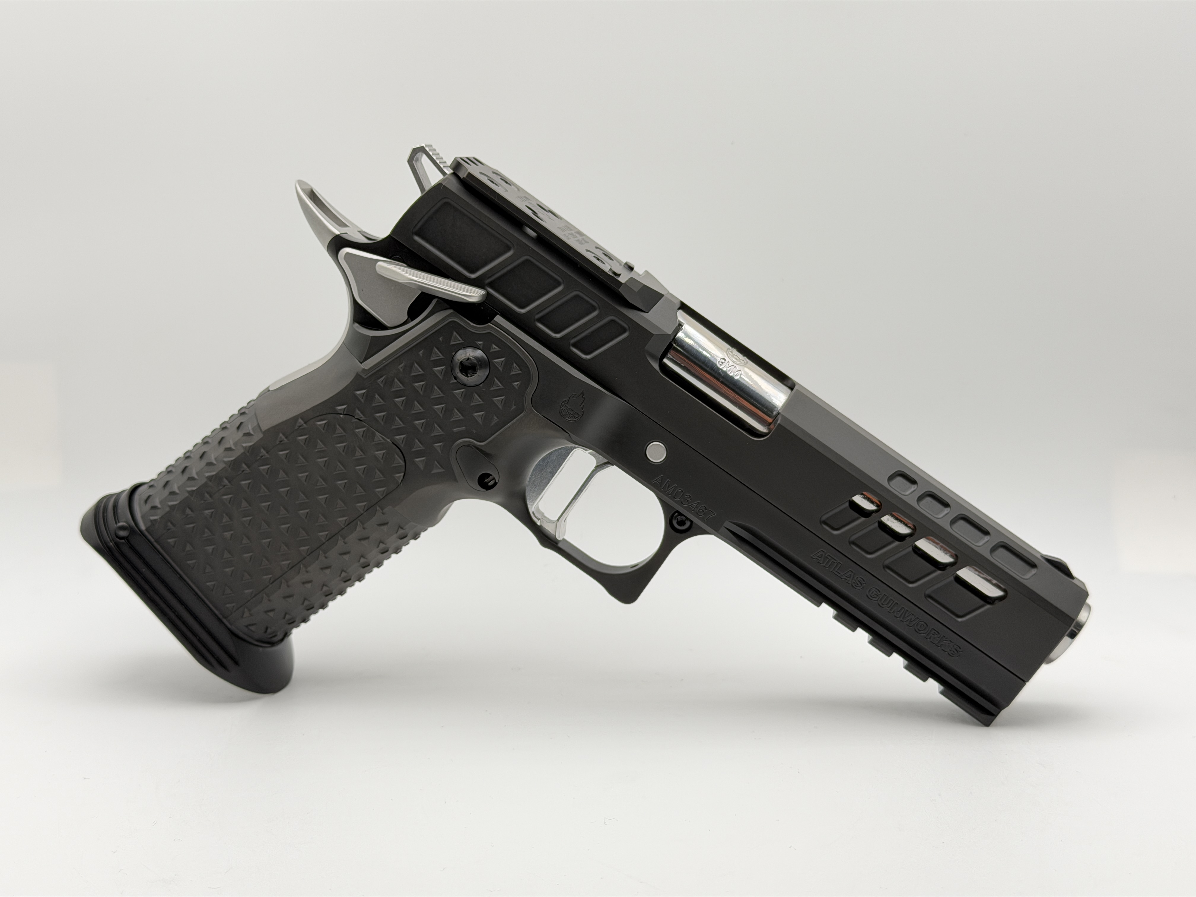 SP Firearms Atlas Gunworks Athena V3 9mm Tactical Pistol Optic Ready - DLC Black SRO-RMR 4.6 SUB 2LB MEDIUM SILVER TRIGGER TACTICAL MAGWELL, OMIT FRONT SIGHT