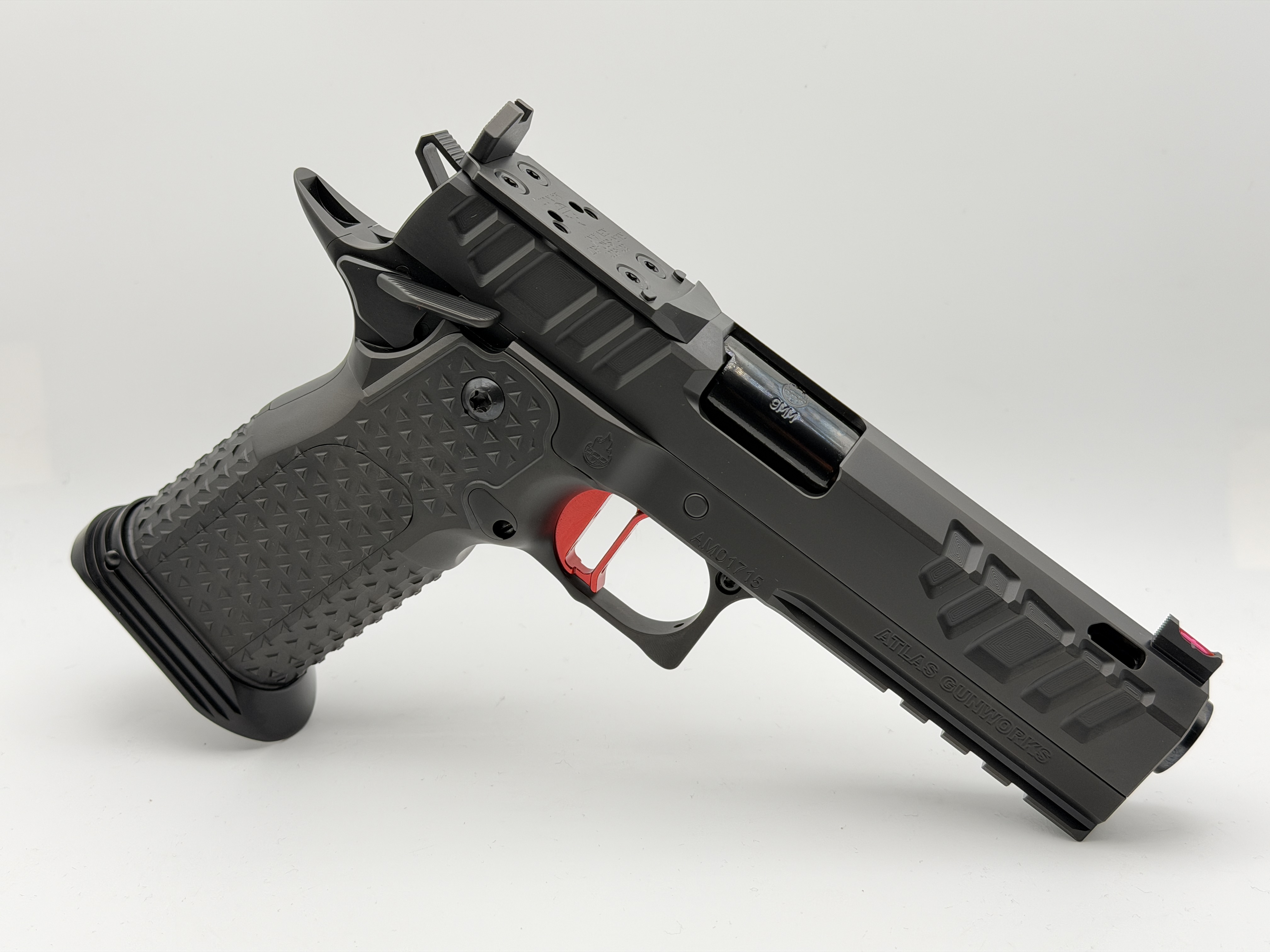 SP Firearms Atlas Gunworks Apollo V3 Perfect Zero™ Pistol 4.6 DLC Blk, RED Flat Sub 2lb Trigger, Tactical Magwell, RMR/SRO Plate