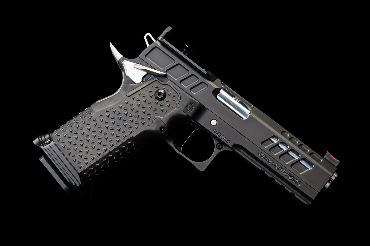 Atlas Gunworks, Athena RDS V3 Two-Tone, SAO Semi-Auto (2011) Pistol, 4.6" Bull Barrel, Ambi Safety, Hammer, Slide Release, Safety Delete all Silver, Steel Grip, Slide, Frame & Tactical Magwell Black DLC, RMR/SRO Optic Plate, Two 20 Rd & One 17 Rd Mags.