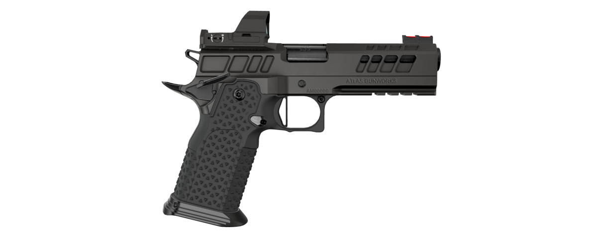 Atlas Gunworks, Athena RDS V3, SAO Semi-Auto (2011) Pistol, 4.6" Bull Barrel, Ambi Safety, Hammer, Slide Release, Safety Delete, Slide & Frame Tactical Magwell all Black DLC, Aluminum Grip, Black Medium Trigger, RMR/SRO Optic Plate, Two 20 Rd & One 17 Rd.
