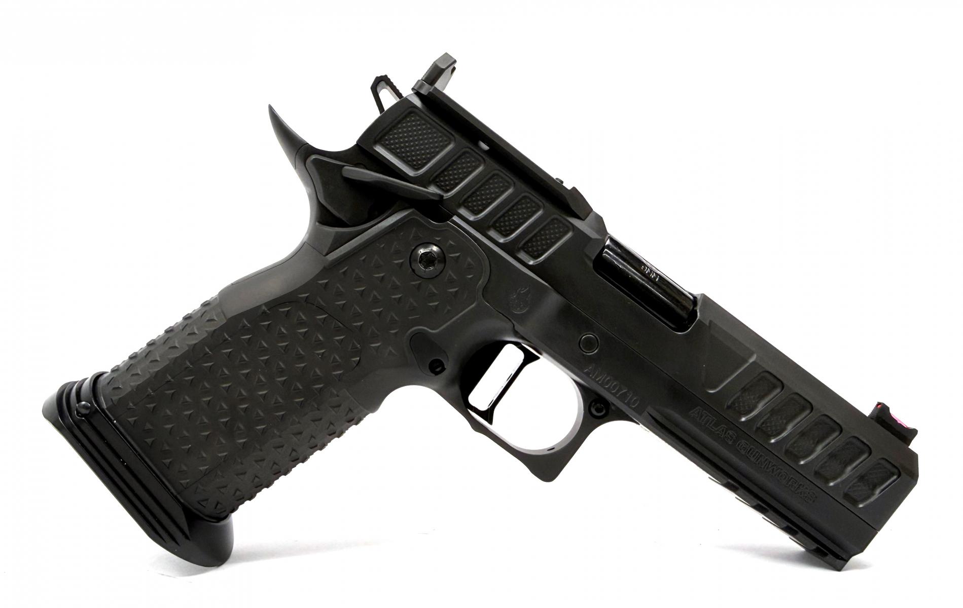 Atlas NYX V3 All DLC, 9mm, All DLC Finish, 4.25" Bull Barrel, Railed Frame, Medium Flat Black Trigger, Sub 2lb, Tactical Magwell, RMR/SRO Plate, (1) 126mm 17 Rd Magazine & (2) 140mm 20 Rd Magazines