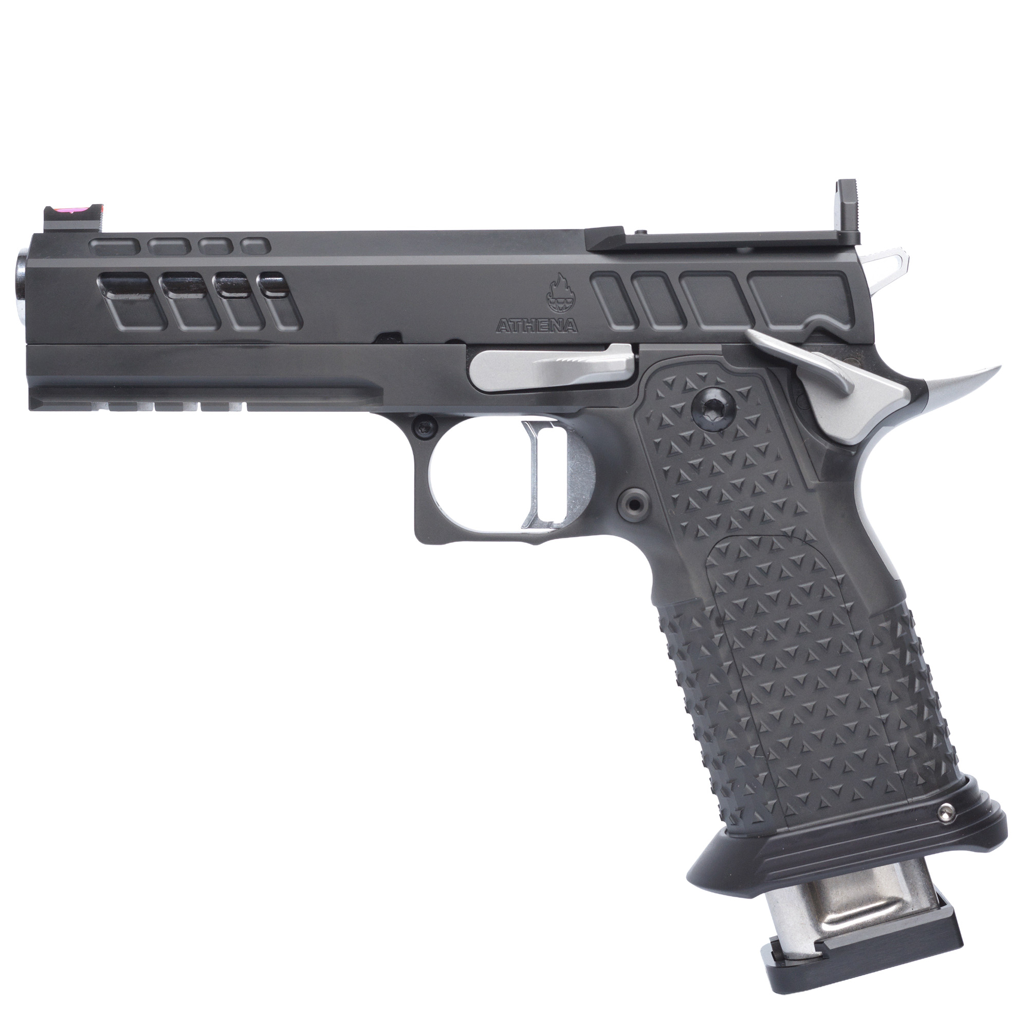 ATLAS GUNWORKS ATHENA V3 TWO-TONE (9MM) WITH MED FLAT BLACK TRIGGER HIGH GRIP AMBI SAFETY OPTICS READY