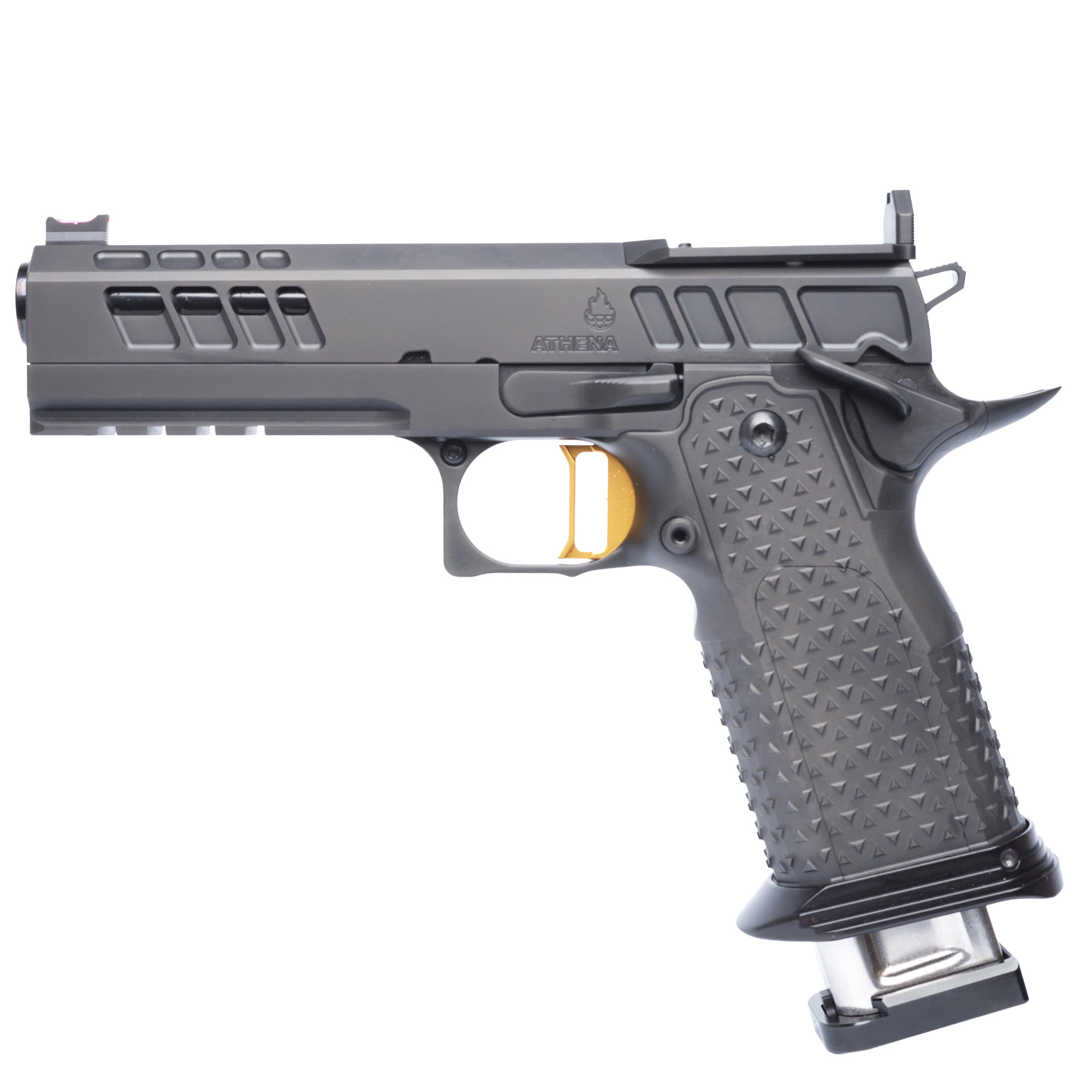 ATLAS GUNWORKS ATHENA V3 DLC BLACK (9MM) WITH MED FLAT BLACK TRIGGER HIGH GRIP AMBI SAFETY OPTICS READY