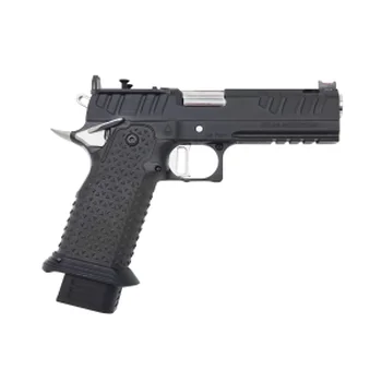 Atlas Gunworks, Apollo RDS V3 Two-Tone, SAO Semi-Auto (2011) Pistol, 4.6" SS Ported Bull Barrel, Ambi Safety, Steel Grip, Tactical Magwell, Flat Medium Blue Trigger, Black DLC Finish with Silver Barrel & Controls, RMR/SRO Plate, Two 20 Rd & One 17rd Mags.