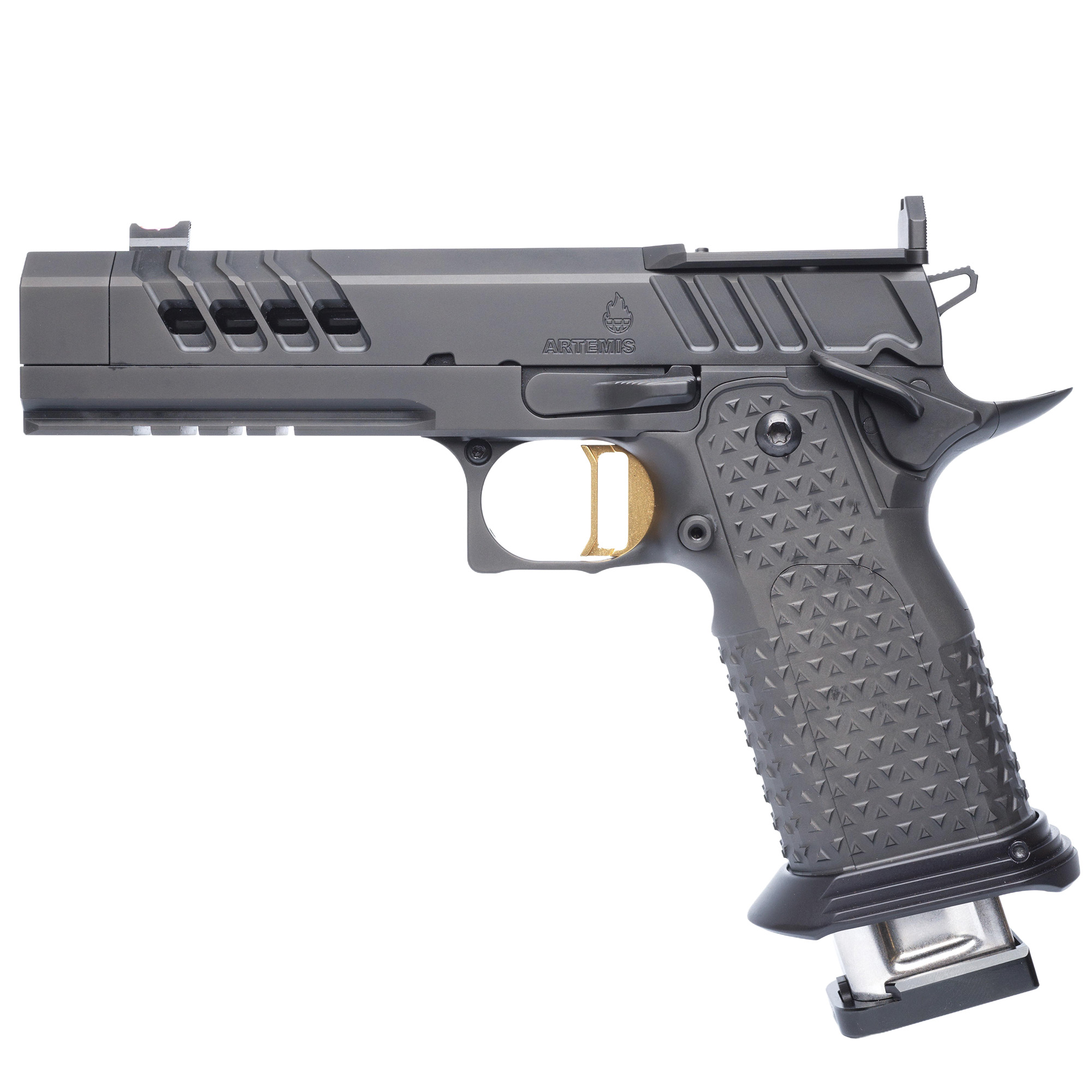 ATLAS GUNWORKS ARTEMIS V3 (9MM) FULL DLC BLACK WITH MED FLAT BLACK TRIGGER HIGH GRIP SAFETY AND OPTICS READY