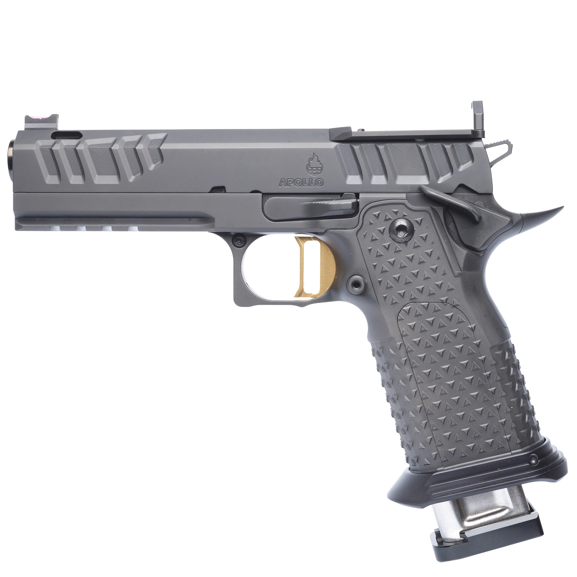 ATLAS GUNWORKS APOLLO V3 DLC BLACK (9MM) WITH MED FLAT BLACK TRIGGER HIGH GRIP AMBI SAFETY OPTICS READY