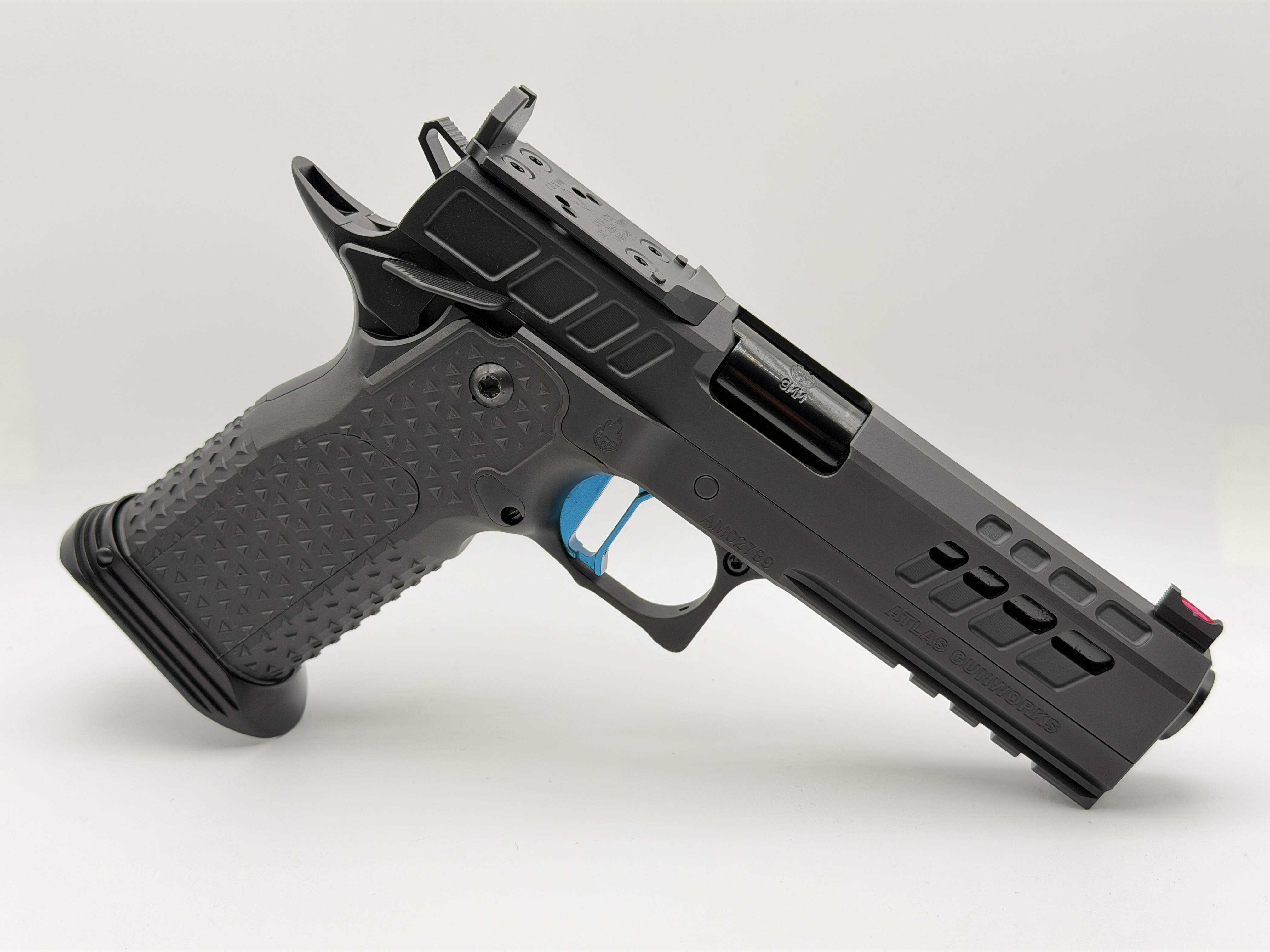 SP Firearms Atlas Gunworks Athena V3 9mm Tactical Pistol Optic Ready - DLC Black SRO-RMR 4.6 SUB 2LB MEDIUM BLUE TRIGGER TACTICAL MAGWELL